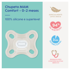 CHUPETA MAM COMFORT - EMBALAGEM UNITARIA NEUTRA