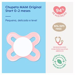 CHUPETA MAM START 0-2 MESES - EMBALAGEM UNITARIA ROSA