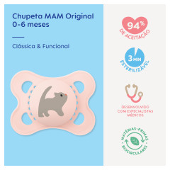 CHUPETA MAM ORIGINAL 0-6 MESES - EMBALAGEM UNITARIA ROSA