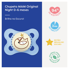 CHUPETA MAM ORIGINAL NIGHT 0-6 MESES - EMBALAGEM UNITARIA AZUL