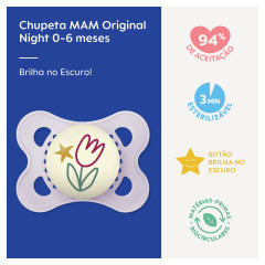 CHUPETA MAM ORIGINAL NIGHT 0-6 MESES - EMBALAGEM UNITARIA ROSA