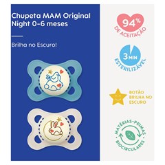CHUPETA MAM ORIGINAL NIGHT 0-6 MESES- EMBALAGEM DUPLA AZUL