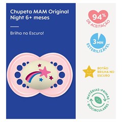 CHUPETA MAM NIGHT 6+ MESES - EMBALAGEM UNITARIA ROSA