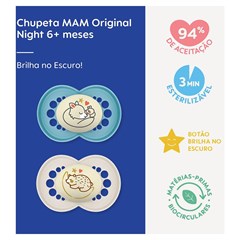 CHUPETA MAM ORIGINAL NIGHT 6+ MESES - EMBALAGEM DUPLA AZUL