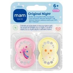 CHUPETA MAM ORIGINAL NIGHT 6+ MESES - EMBALAGEM DUPLA ROSA
