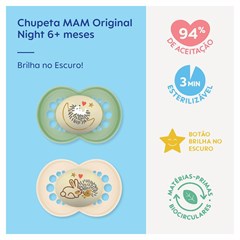 CHUPETA MAM ORIGINAL NIGHT 6+ MESES- EMBALAGEM DUPLA NEUTRA
