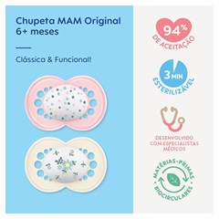 CHUPETA MAM ORIGINAL 6+ MESES - EMBALAGEM DUPLA ROSA