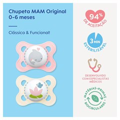 CHUPETA MAM ORIGINAL 0-6 MESES - EMBALAGEM DUPLA ROSA