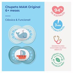 CHUPETA MAM ORIGINAL 6+ MESES - EMBALAGEM DUPLA AZUL
