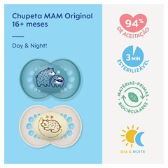 CHUPETA MAM ORIGINAL DAY&NIGHT 16+ MESES - EMBALAGEM DUPLA AZUL