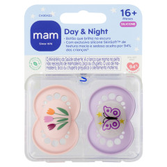 CHUPETA MAM ORIGINAL DAY&NIGHT 16+ MESES - EMBALAGEM DUPLA ROSA