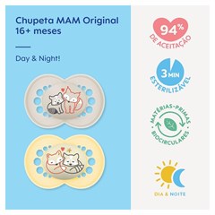 CHUPETA MAM ORIGINAL DAY&NIGHT 16+ MESES - EMBALAGEM DUPLA NEUTRA