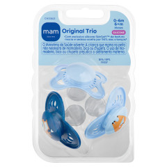 CHUPETA MAM ORIGINAL TRIO - EMBALAGEM BLISTER TRIPLA AZUL