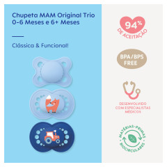 CHUPETA MAM ORIGINAL TRIO - EMBALAGEM BLISTER TRIPLA AZUL
