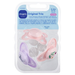 CHUPETA MAM ORIGINAL TRIO - EMBALAGEM BLISTER TRIPLA ROSA