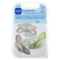 CHUPETA MAM ORIGINAL TRIO - EMBALAGEM BLISTER TRIPLA NEUTRA
