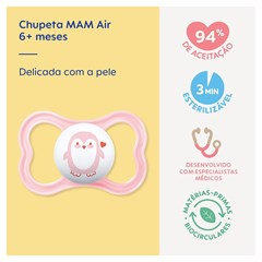 CHUPETA MAM AIR 6+ MESES - EMBALAGEM UNITARIA ROSA
