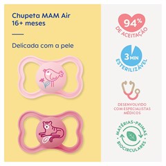 CHUPETA MAM AIR 16+ EMBALAGEM DUPLA - ROSA