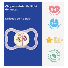 CHUPETA MAM AIR NIGHT 6+ MESES - EMBALAGEM UNITARIA ROSA