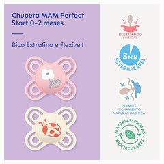 CHUPETA MAM PERFECT START 0-2 MESES - EMBALAGEM DUPLA ROSA