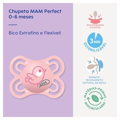 CHUPETA MAM PERFECT 0-6 MESES - EMBALAGEM UNITARIA ROSA