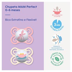 CHUPETA MAM PERFECT 0-6 MESES - EMBALAGEM DUPLA ROSA