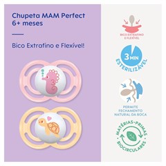 CHUPETA MAM PERFECT 6+ MESES - EMBALAGEM DUPLA ROSA