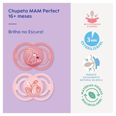 CHUPETA MAM PERFECT 16+ EMBALAGEM DUPLA - ROSA