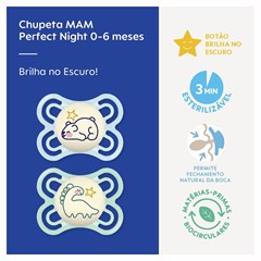 CHUPETA MAM PERFECT NIGHT 0-6 MESES - EMBALAGEM DUPLA AZUL