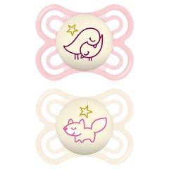 CHUPETA MAM PERFECT NIGHT 0-6 MESES - EMBALAGEM DUPLA ROSA