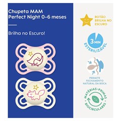 CHUPETA MAM PERFECT NIGHT 0-6 MESES - EMBALAGEM DUPLA ROSA