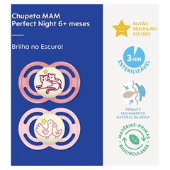 CHUPETA MAM PERFECT NIGHT 6+ MESES - EMBALAGEM DUPLA ROSA