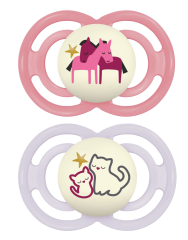 CHUPETA MAM PERFECT NIGHT 6+ MESES - EMBALAGEM DUPLA ROSA
