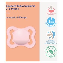 CHUPETA MAM SUPREME 0-6 MESES - EMBALAGEM UNITARIA ROSA