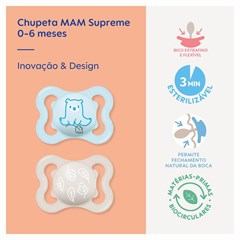 CHUPETA MAM SUPREME 0-6 MESES - EMBALAGEM DUPLA AZUL