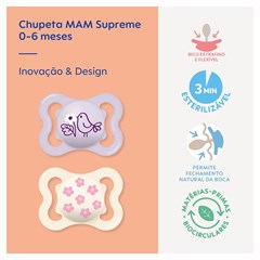 CHUPETA MAM SUPREME 0-6 MESES - EMBALAGEM DUPLA ROSA