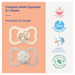 CHUPETA MAM SUPREME 6+ MESES - EMBALAGEM DUPLA NEUTRA