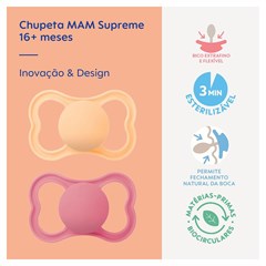 CHUPETA MAM SUPREME 16+ MESES - EMBALAGEM DUPLA ROSA