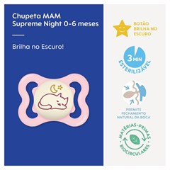 CHUPETA MAM SUPREME NIGHT 0-6 MESES - EMB UNIT ROSA