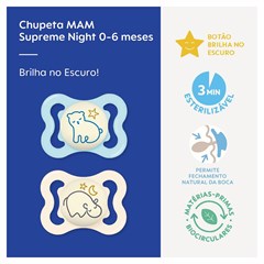 CHUPETA MAM SUPREME NIGHT 0-6 MESES - EMBALAGEM DUPLA AZUL