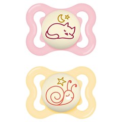 CHUPETA MAM SUPREME NIGHT 0-6 MESES - EMBALAGEM DUPLA ROSA