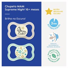 CHUPETA MAM SUPREME NIGHT 16+ MESES - EMBALAGEM DUPLA AZUL