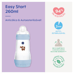 MAMADEIRA MAM EASY START 260ML - EMBALAGEM UNITARIA AZUL